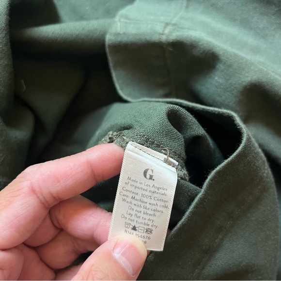 G. by GOOP army green olive denim button up utility long sleeve shirt dress - Picture 6 of 6